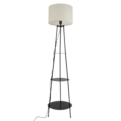 Modern Floor Lamp with 3-Tier Shelf - E27 Standing Light with Storage