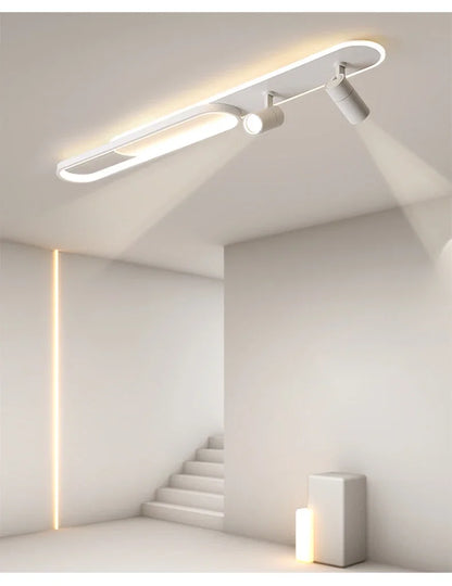 Dimbare LED Plafondlamp met Spotlight – 60/80/100/120 cm | Zwart, Wit of Goud