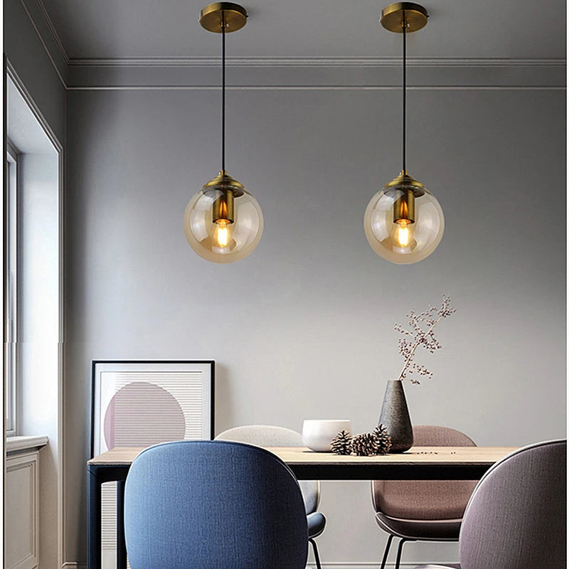 Nordic Glass Pendant Light - Modern LED Chandelier for Living & Dining Room