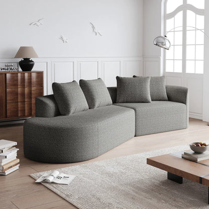 Luxury Dark Gray Chenille Cloud Sofa - 4-Seater Curved Sectional Couch