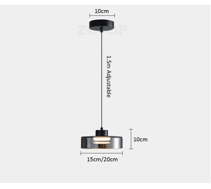 Minimalistische Glazen LED Hanglamp Zwart