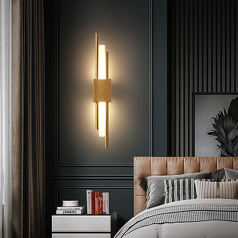 Nordic LED Wall Lamp – Modern Up & Down Sconce | Black/Gold | Bedroom, Living Room, Hallway