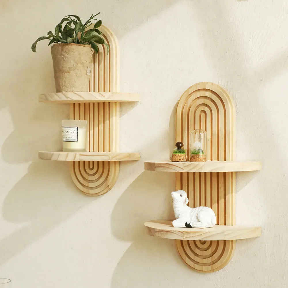 Boho Wooden Wall Shelf