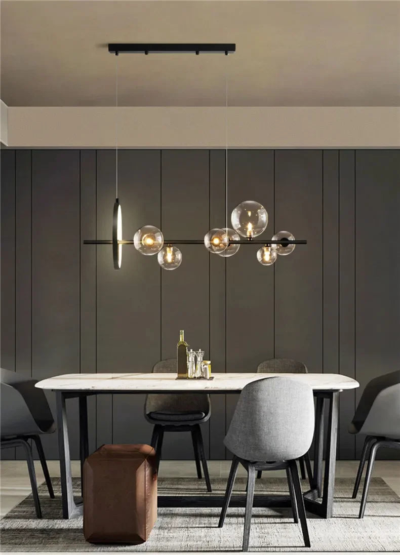 NOSTAGA Glass Circle Pendant Light – LED Chandelier (horizontal)