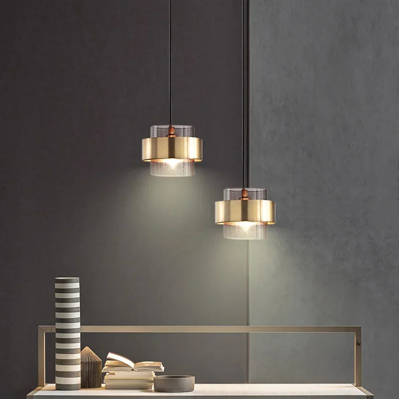 Modern Glass Pendant Light - Amber Designer Chandelier for Dining & Kitchen
