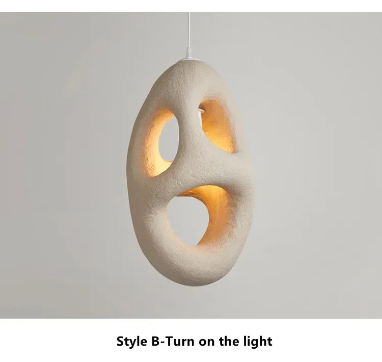 Wabi-Sabi Resin Pendant Light - Modern Sculptural Hanging Lamp