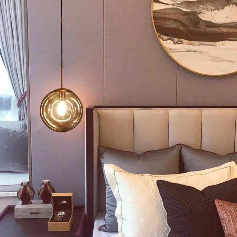 Glass Ball Pendant Lamp – Smoky Grey or Amber | Small & Large