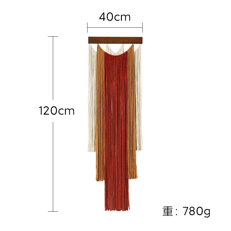 Green Macrame Wall Hanging with Boho Fringe