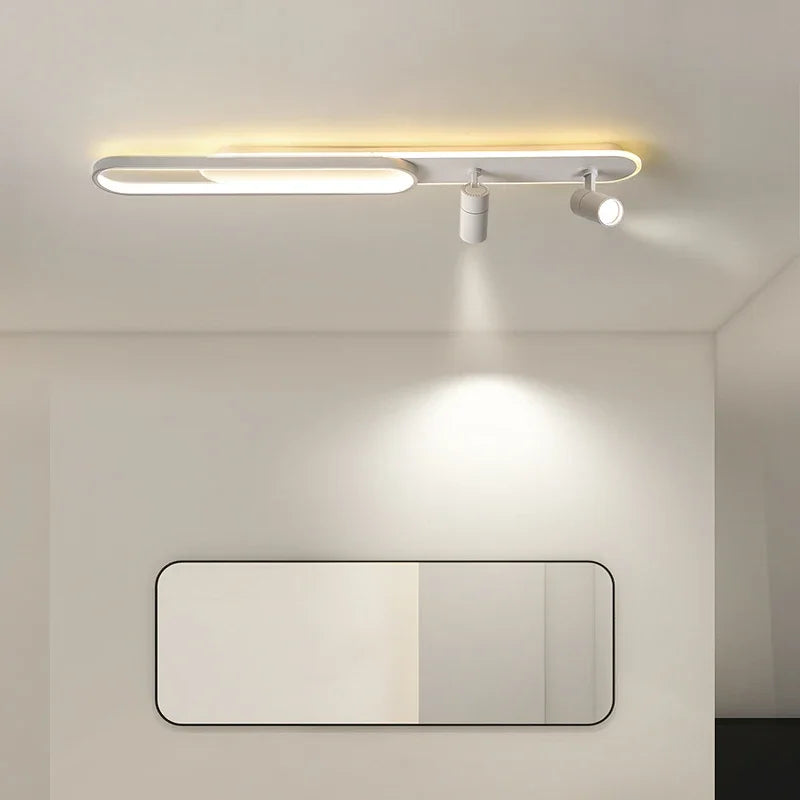Dimbare LED Plafondlamp met Spotlight – 60/80/100/120 cm | Zwart, Wit of Goud