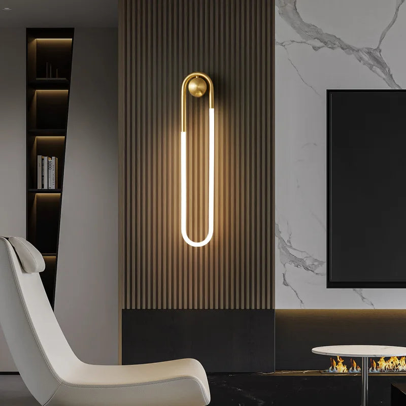U-vormige led-wandlamp – Art-decodesign | Koper of zwart