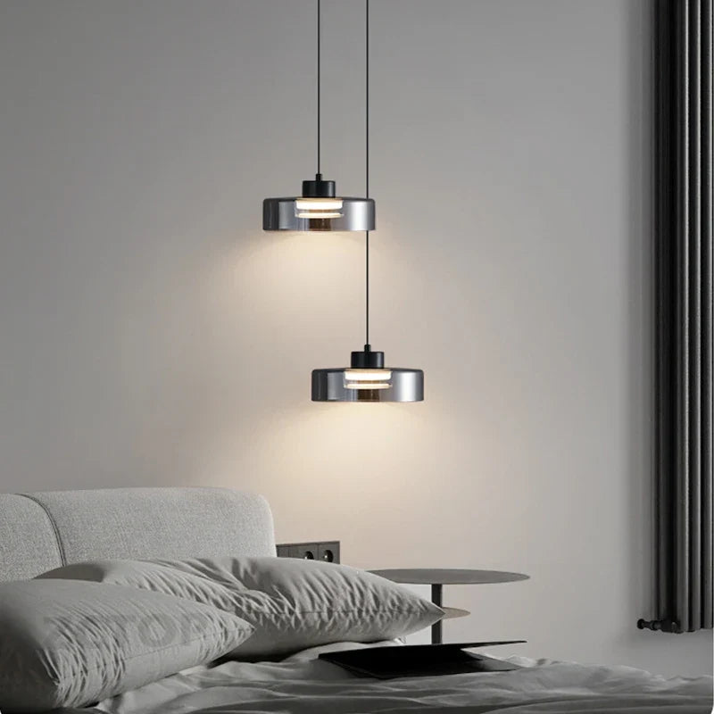 Minimalistische Glazen LED Hanglamp Zwart