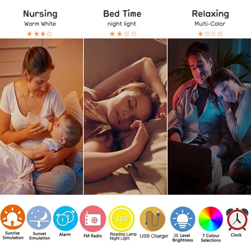Sunrise Alarm Clock with Wake-Up Light - Digital Clock with FM Radio and Night Light
