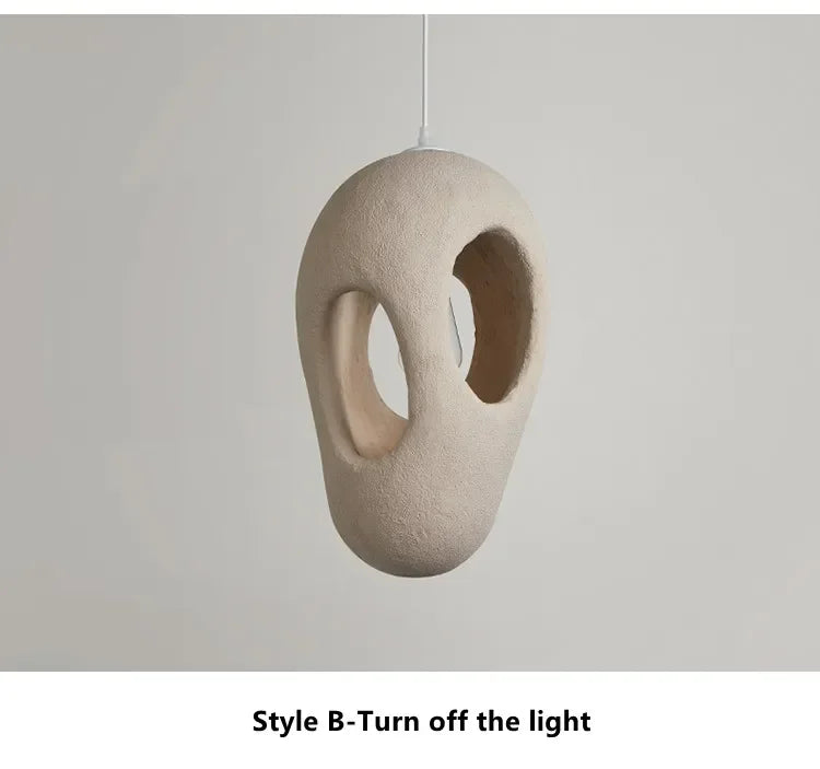 Wabi-Sabi Resin Pendant Light - Modern Sculptural Hanging Lamp