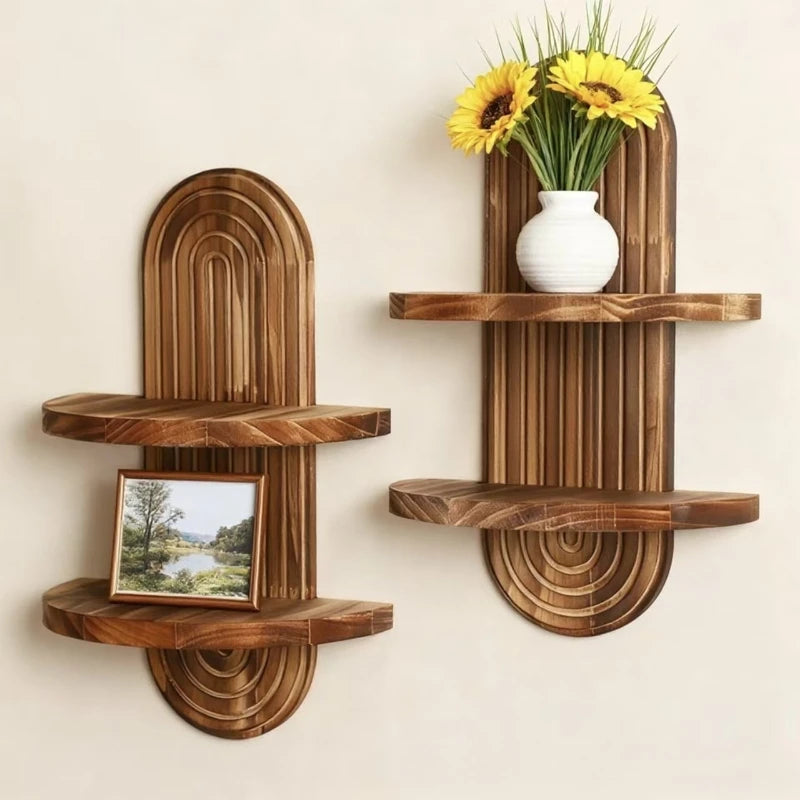 Boho Wooden Wall Shelf
