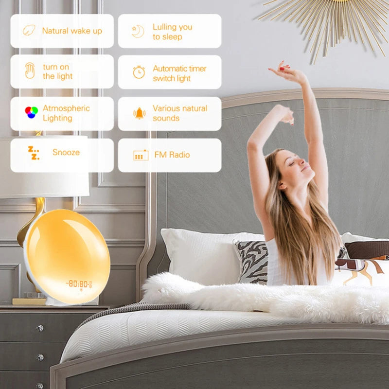 Sunrise Alarm Clock with Wake-Up Light - Digital Clock with FM Radio and Night Light