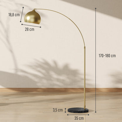 Adjustable Arc Floor Lamp - Modern Gold Standing Light with Foot Control