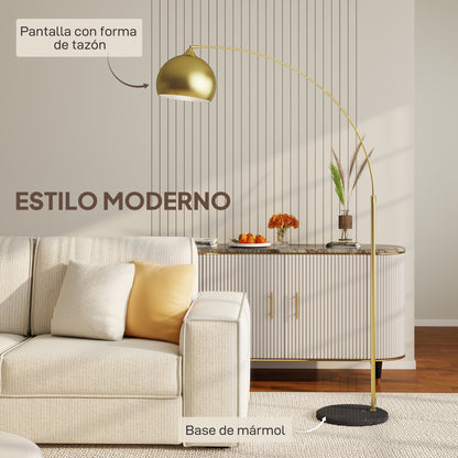 Adjustable Arc Floor Lamp - Modern Gold Standing Light with Foot Control