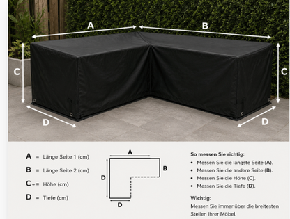 Tuinmeubelhoes op maat gemaakt (CALCULATOR) (L-Vorm)