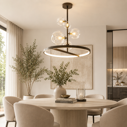 NOSTAGA Glass Circle Pendant Light – LED Chandelier