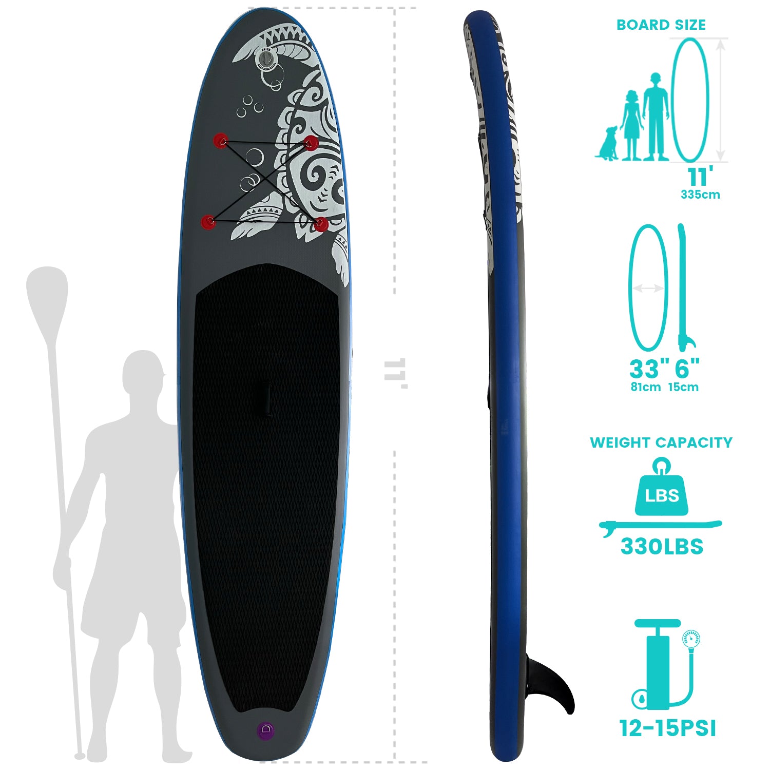 Opblaasbaar supboard met premium accessoires en draagtas