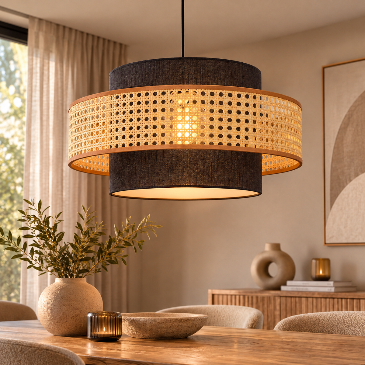Woven Pendant Light – Rattan Wabi-Sabi & Japandi Style