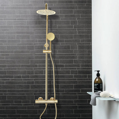 Luxe messing gouden Regenval douche set met Thermostatische Mengkraan