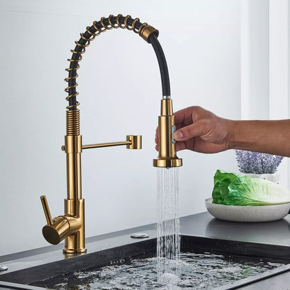 Keukenkraan met Uittrekbare Handdouche Spiraal Sproeikop - Keuken Mengkraan van messing
