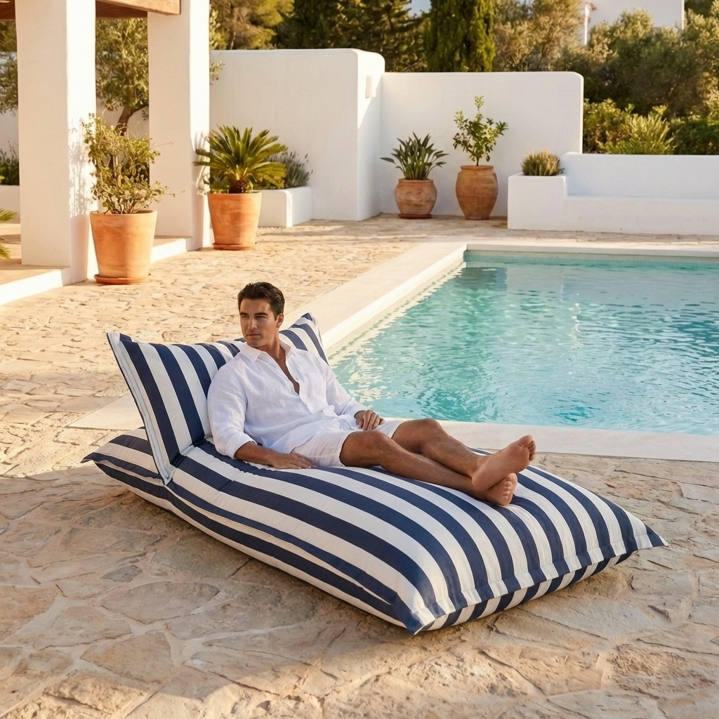Wagrex - Chaise longue beanbag outdoor stripes