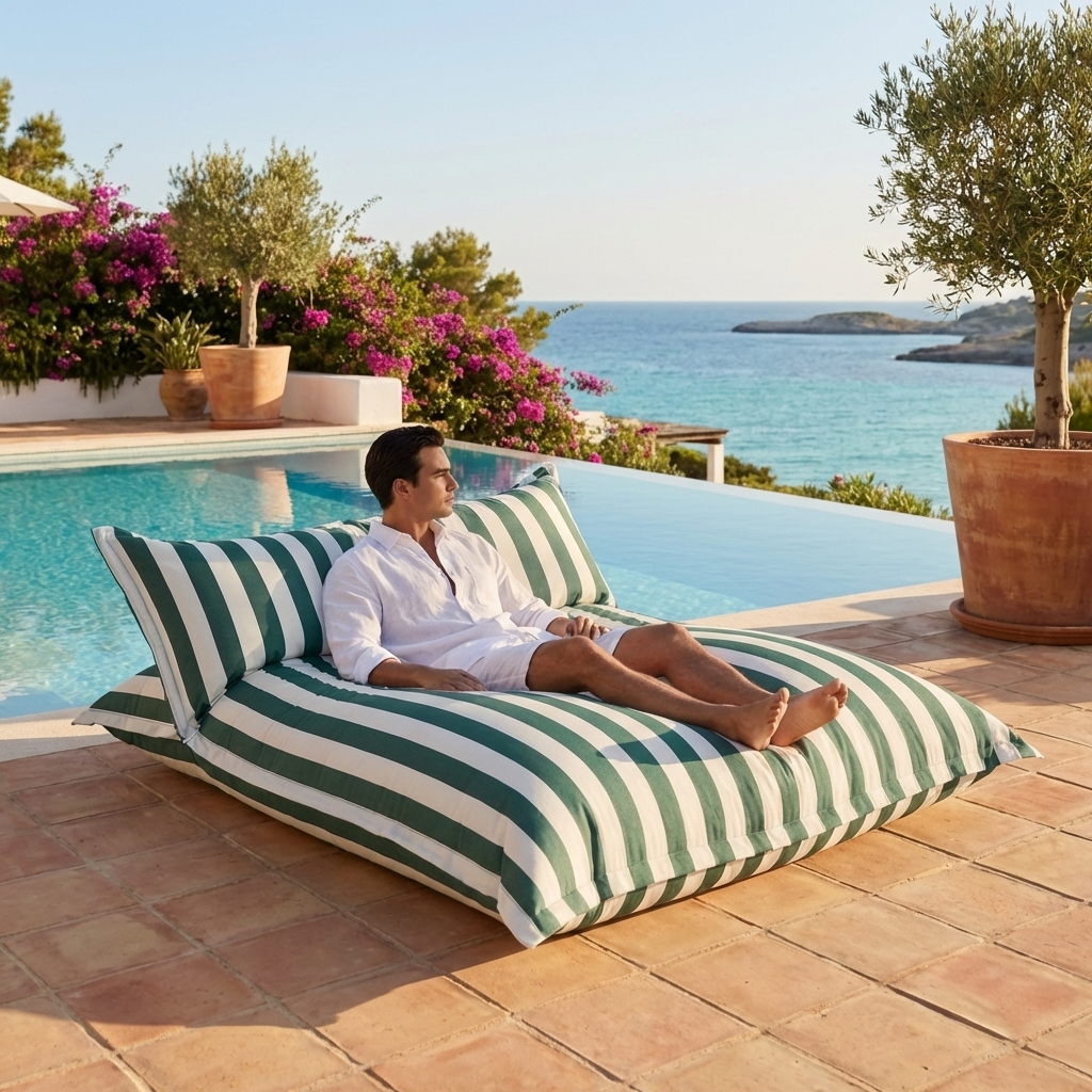 Wagrex - Chaise longue beanbag outdoor stripes