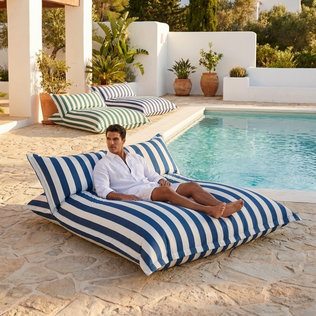 Wagrex - Chaise longue beanbag outdoor stripes