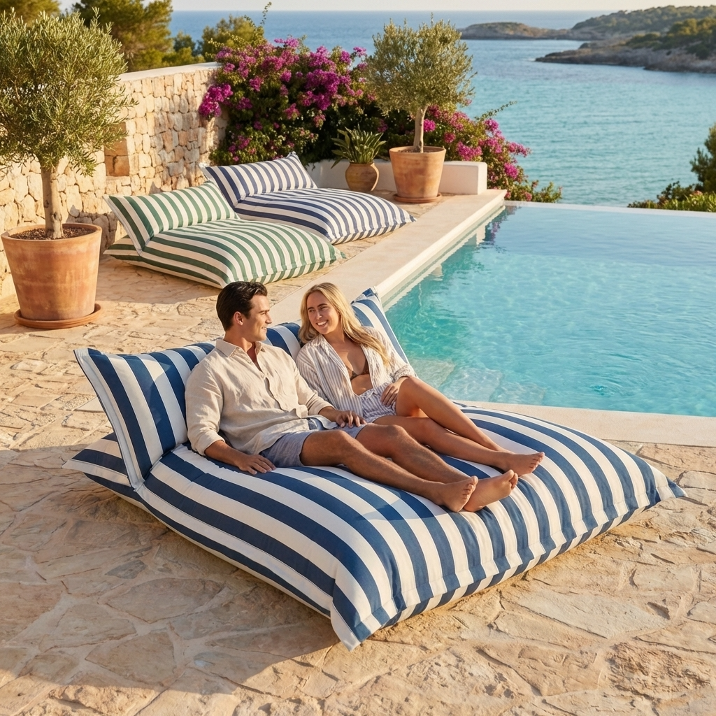 Wagrex - Chaise longue beanbag outdoor stripes