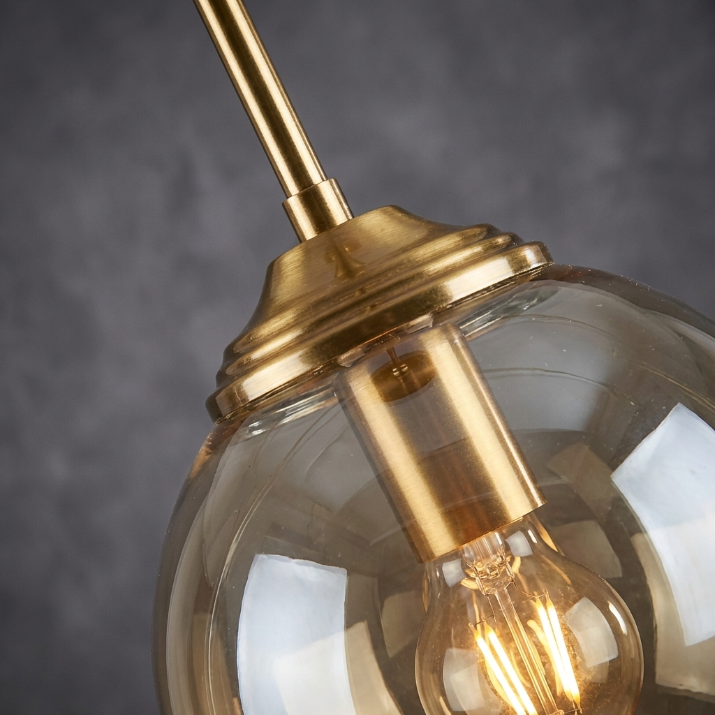 Glass Ball Pendant Light | 3 or 5 Heads | Amber, Clear or Smoke Gray | E27