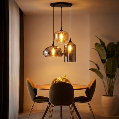 Irregular Glass Pendant Light — 3-Head Chandelier
