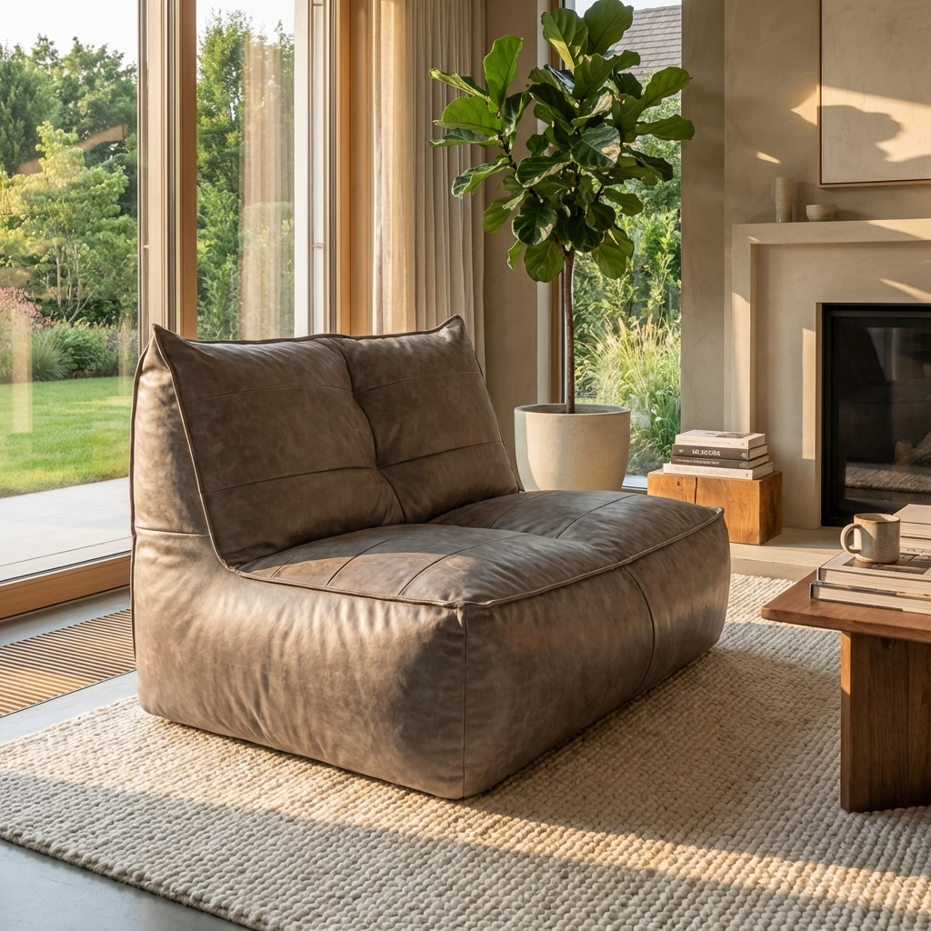 Wagrex - Fauteuil Beanbag Rib Modern Retro-Leather