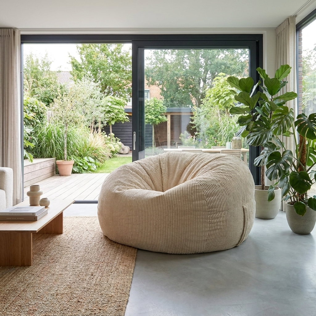 Big Mega XXL Beanbag Ribbed Fabric Included foam fillings