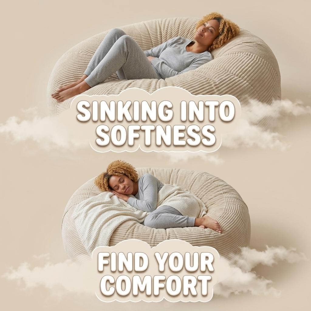 Big XXL BeanBag – Ribbed Corduroy Fabric Grijs