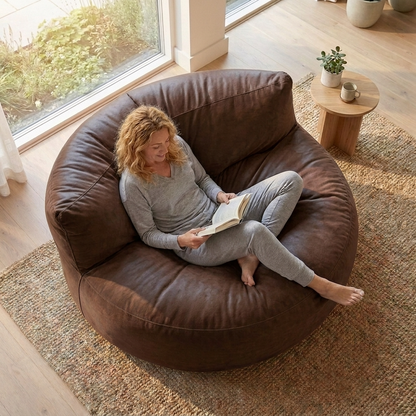 Wagrex - Beanbag Modern Round Retro-Leather