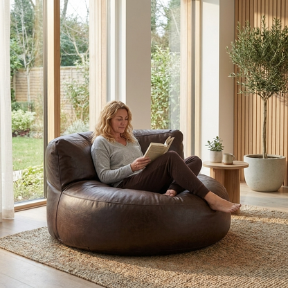 Wagrex - Beanbag Modern Round Retro-Leather
