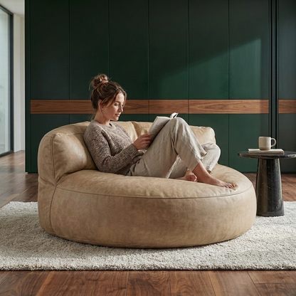 Wagrex - Beanbag Modern Round Retro-Leather