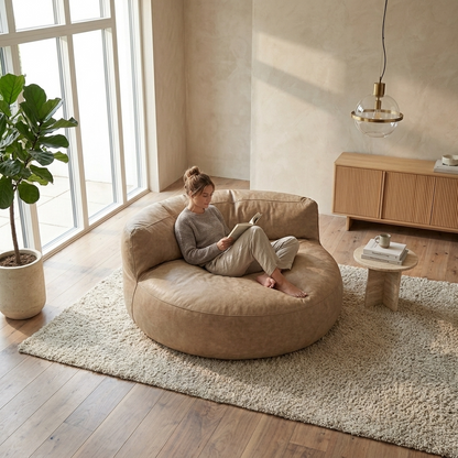 Wagrex - Beanbag Modern Round Retro-Leather