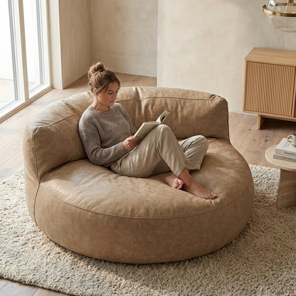 Wagrex - Beanbag Modern Round Retro-Leather