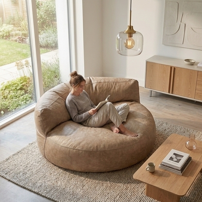 Wagrex - Beanbag Modern Round Retro-Leather