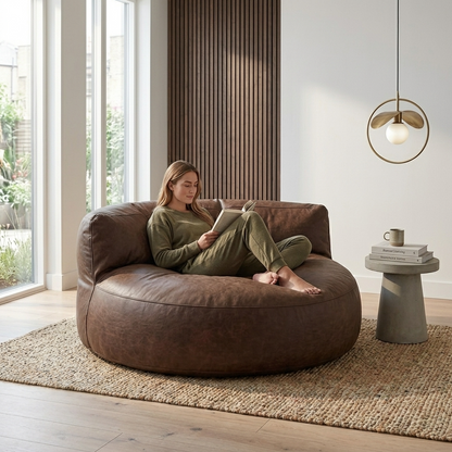 Wagrex - Beanbag Modern Round Retro-Leather