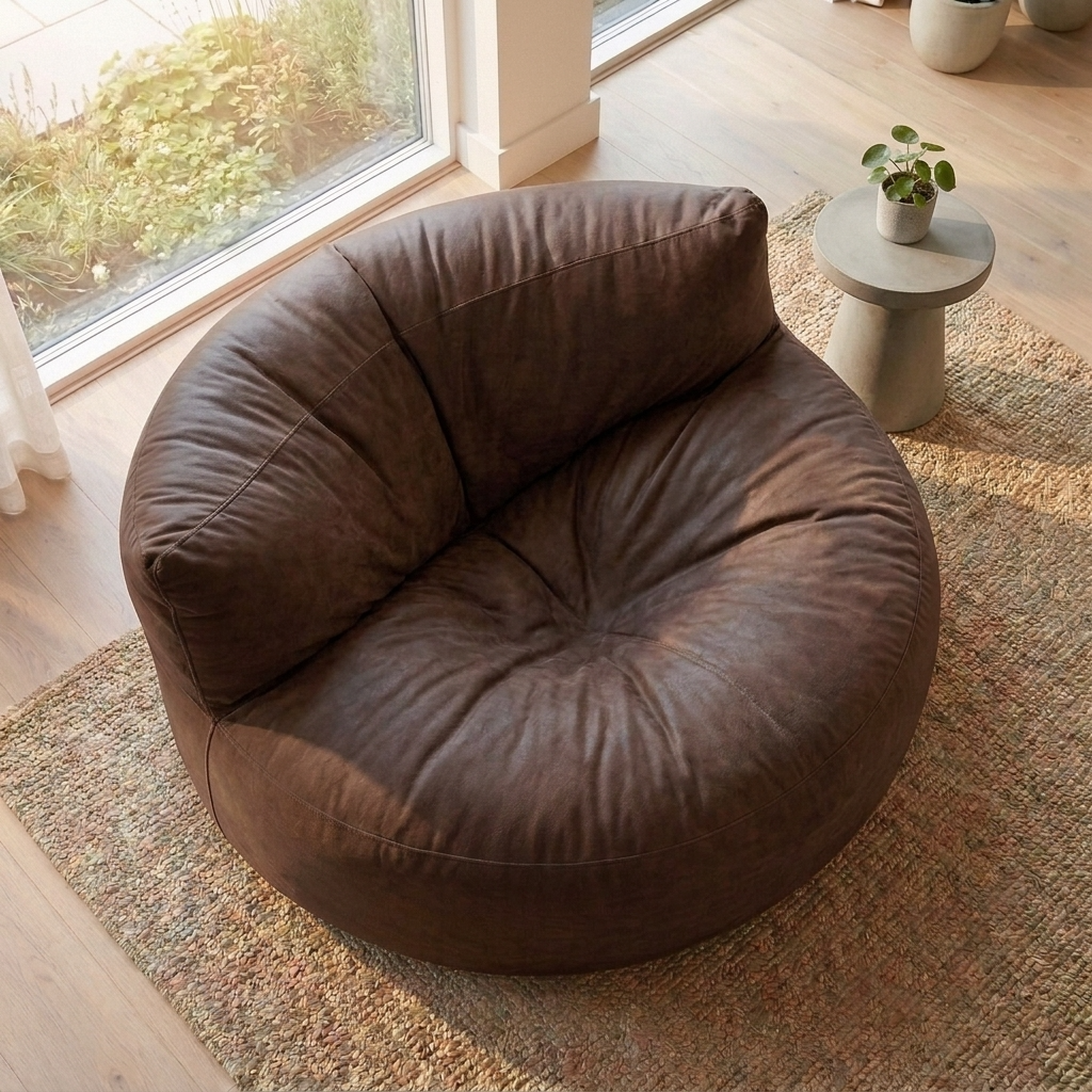 Wagrex - Beanbag Modern Round Retro-Leather