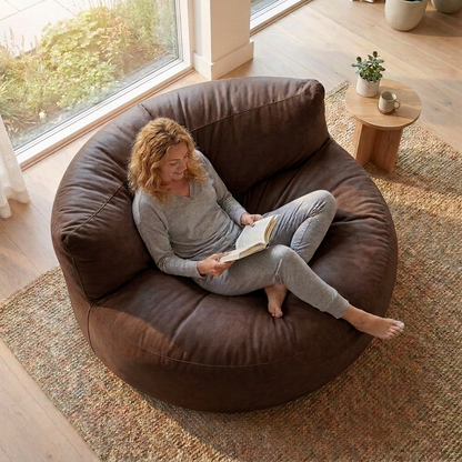 Wagrex - Beanbag Modern Round Retro-Leather