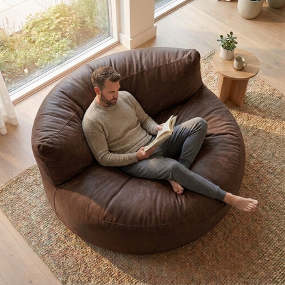 Wagrex - Beanbag Modern Round Retro-Leather