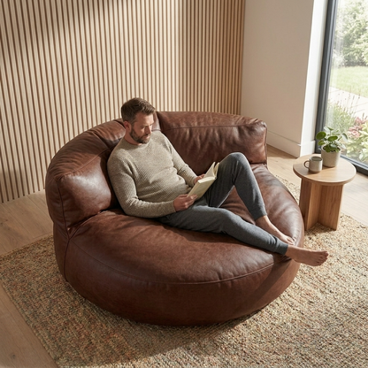 Wagrex - Beanbag Modern Round Retro-Leather