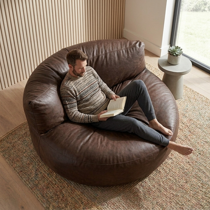 Wagrex - Beanbag Modern Round Retro-Leather