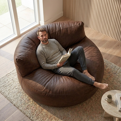 Wagrex - Beanbag Modern Round Retro-Leather