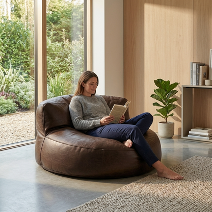 Wagrex - Beanbag Modern Round Retro-Leather
